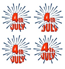 Set of 4th of July. United Stated independence day greeting.