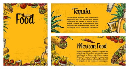Mexican traditional food restaurant menu template with spicy dish
