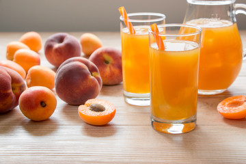 Apricot and peach juice with ice.