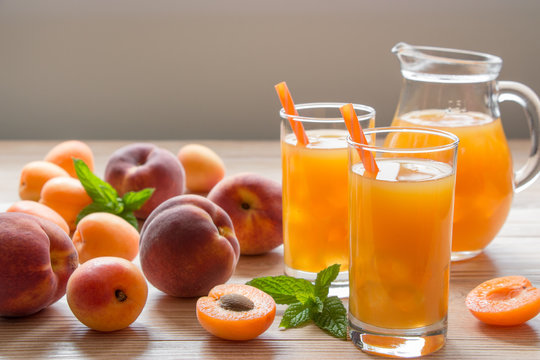Apricot and peach juice with ice.