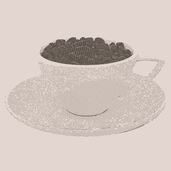 Vintage coffee engraving vector illustration on clean background.