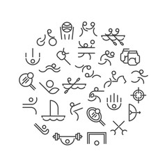 Thin line circle form of summer sport games.