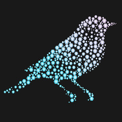 Obraz premium Bird silhouette made with diamonds or rhinestones.