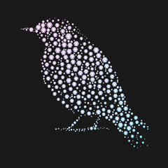 Bird silhouette made with diamonds or rhinestones.