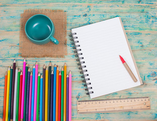  white notebook ,pen and office supplies