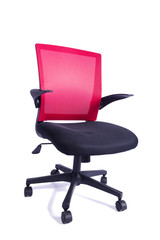 Red office chair isolated on the white background