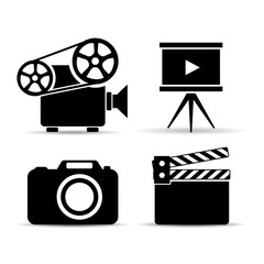 Video photo icons set