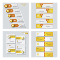 Collection of 4 yellow color template/graphic or website layout. Vector Background. For your idea and presentation.