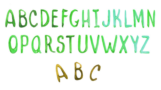 alphabet, abc, watercolor