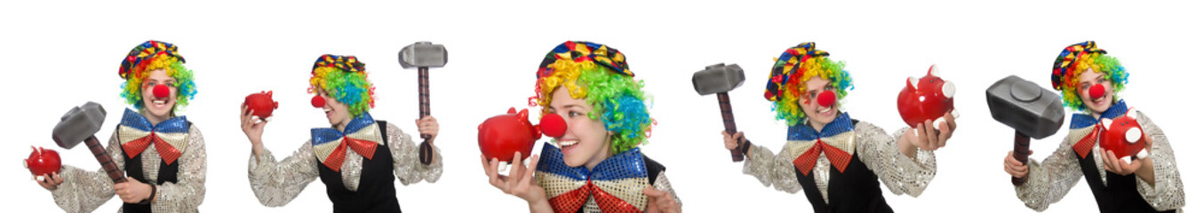 Clown in various poses isolated on white
