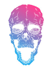 Terrible frightening skull. Creepy illlustration