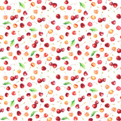 seamless pattern with sweet cherries