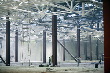 Interior of an abandoned car factory