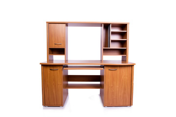 Computer home desk isolated on the white background