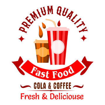 Takeaway fast food coffee and soda drinks icon