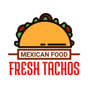 Mexican food restaurant linear icon with taco