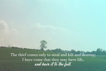 Inspirational verse from the bible on a blurred background