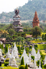 Nong Nooch Tropical Garden in Pattaya, Thailand. Landscape view of formal garden.