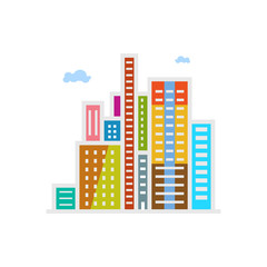 Modern Buildings, Business Center Isolated on White Background, Vector Illustration