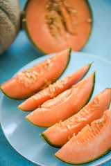 slices of fresh cantaloupe melon