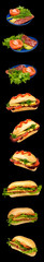 Isolated image of a sandwich on a black background closeup