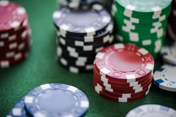 close view on chips piles