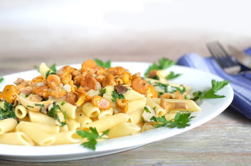 Penne mit Pfifferlingen