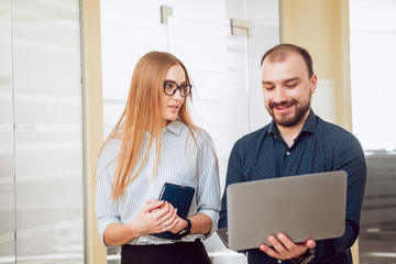 Woman adviser with a businessman.