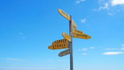 Signpost at Cape Reigna, New Zealand