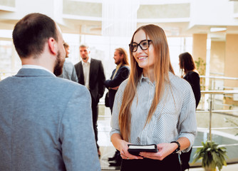 Woman adviser with a businessman.