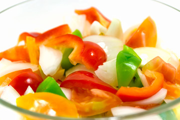 Mixed vegetables in bowl on white background