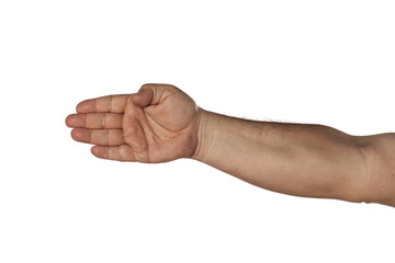 Men's hand with fingers collected