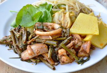 Thai meal rice topping variety food on single dish