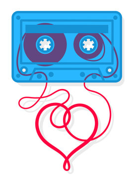 Vector Image Of Blue Cassette With Heart Shape