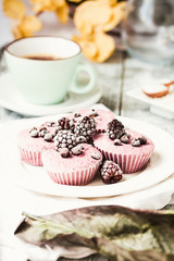 raw vegan berry cheesecake with coconut, portioned