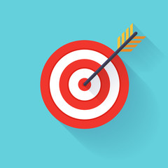 Target bullseye or arrow on target flat icon. Flat design modern