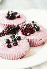 raw vegan berry cheesecake with coconut,close-up