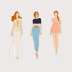 Hand drawn fashion models.