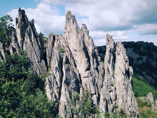 Ural mountain landscape, rocks in national park
