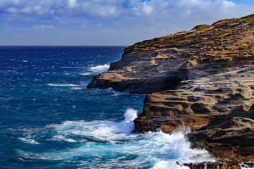 Ocean Waves Crashing against rocks and cliffs