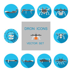 Set of drones vector icons.
