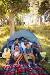 Happy family posing together