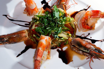 shrimp on a white plate