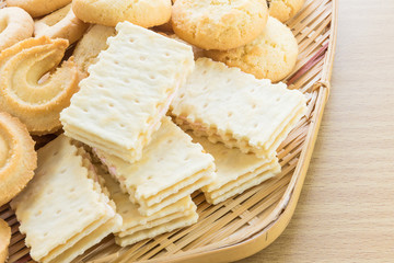 Cookies in bamboo bowl
