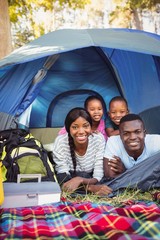 Happy family posing together