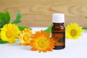 Small bottle of calendula oil (Pot marigold extract, tincture, infusion)