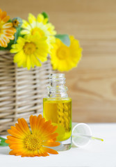 Small bottle of calendula oil (Pot marigold extract, tincture, infusion)