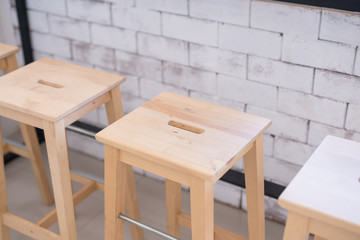 wooden chairs in coffee shop