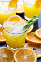 Cocktail with orange and ice