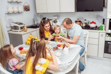 Cheerful family having lunch